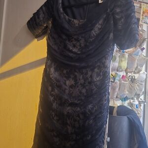 Tadashi Shoji Navy Blue Floral Lace Dress